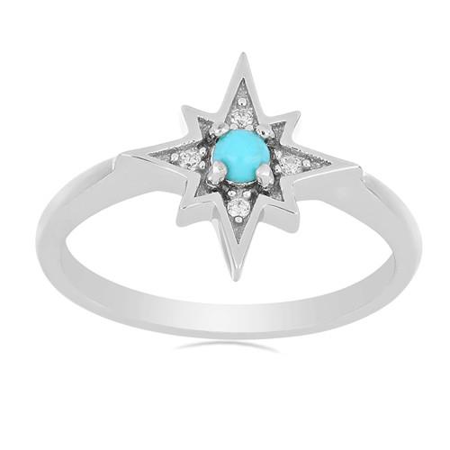 0.16 CT NATURAL BLUE TURQUOISE STERLING SILVER RINGS #VR039240